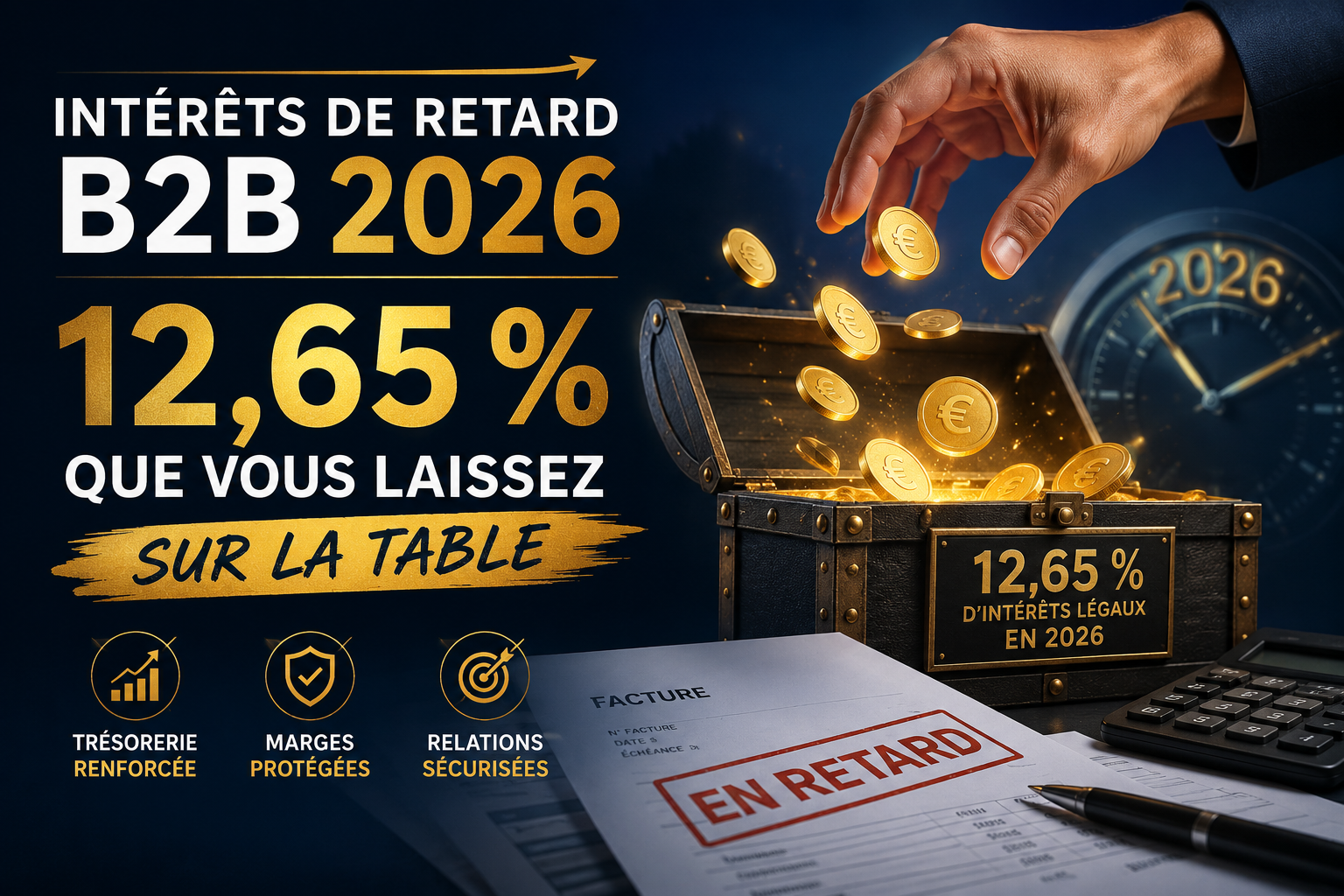 Intérêts de retard B2B 2026 : 12,65 % que vous laissez sur la table